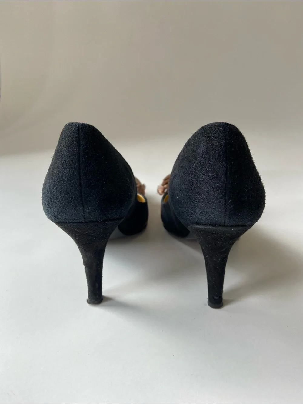 Black Suede J. Crew w/satin bow accent pumps